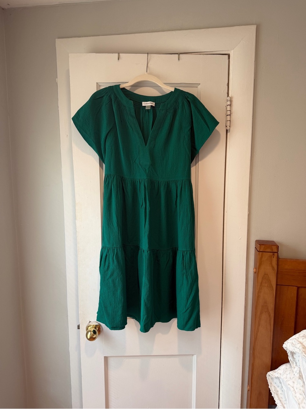 Calvin Klein Emerald Green Tiered Dress